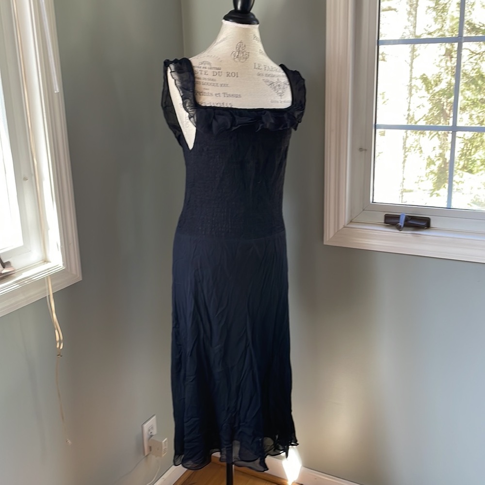 Ralph Lauren Blue Label Black Midi Dress with Square Neck